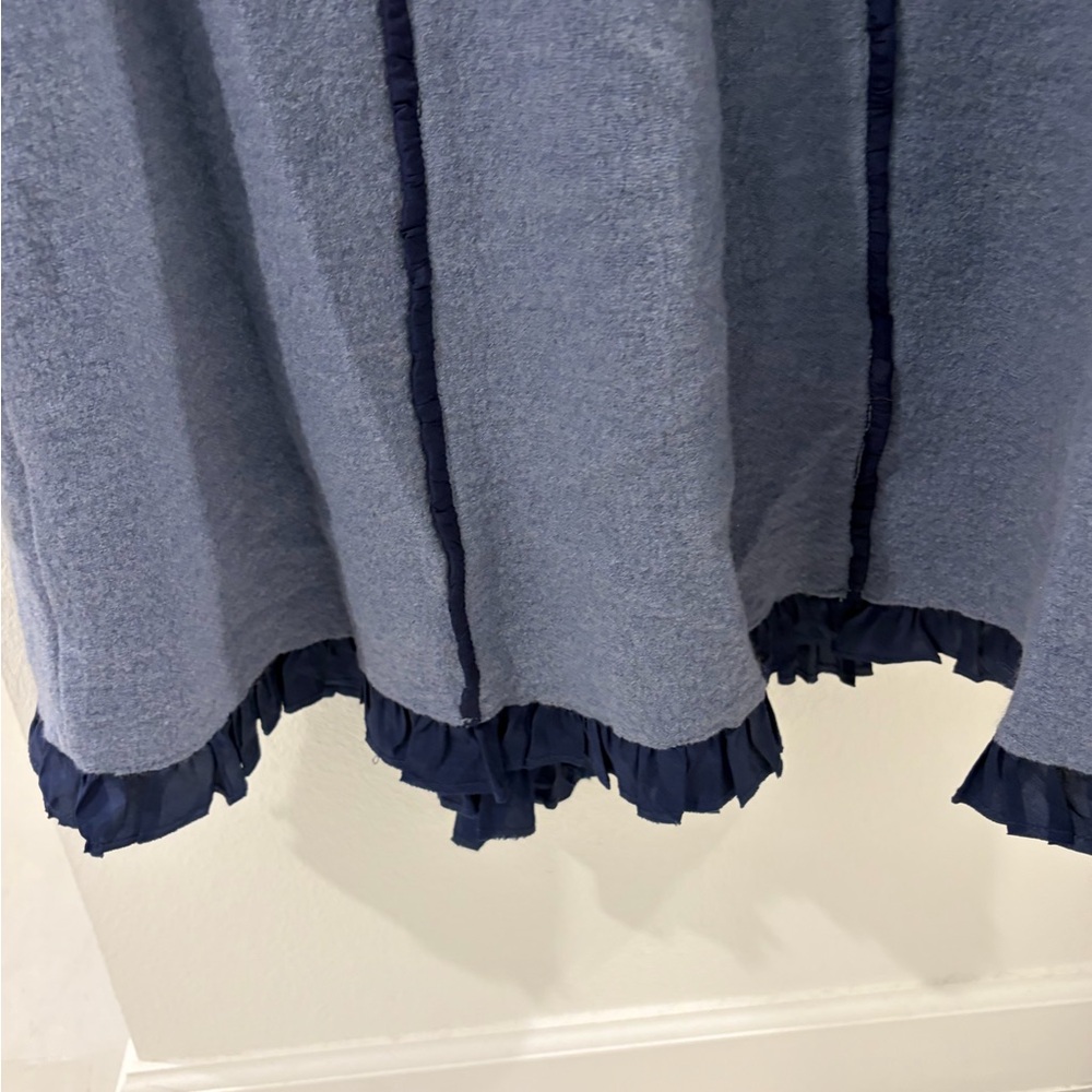 Sparrow Women's Blue and Dark Blue Ruffled Cardigan/Coat - Picture 6 of 7